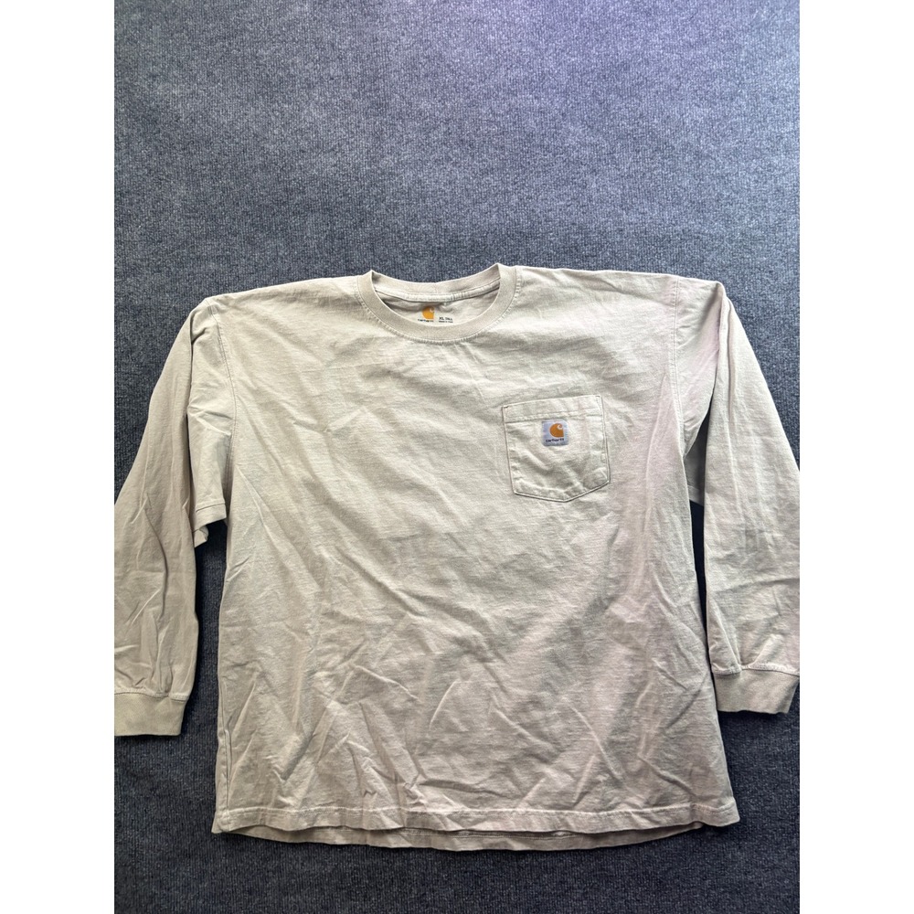 Carhartt Pocket T-Shirt Mens XL Tall Tan Long Sleeve Heavyweight K126 SND